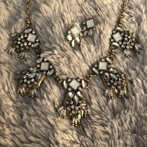 White and Gold Earrings